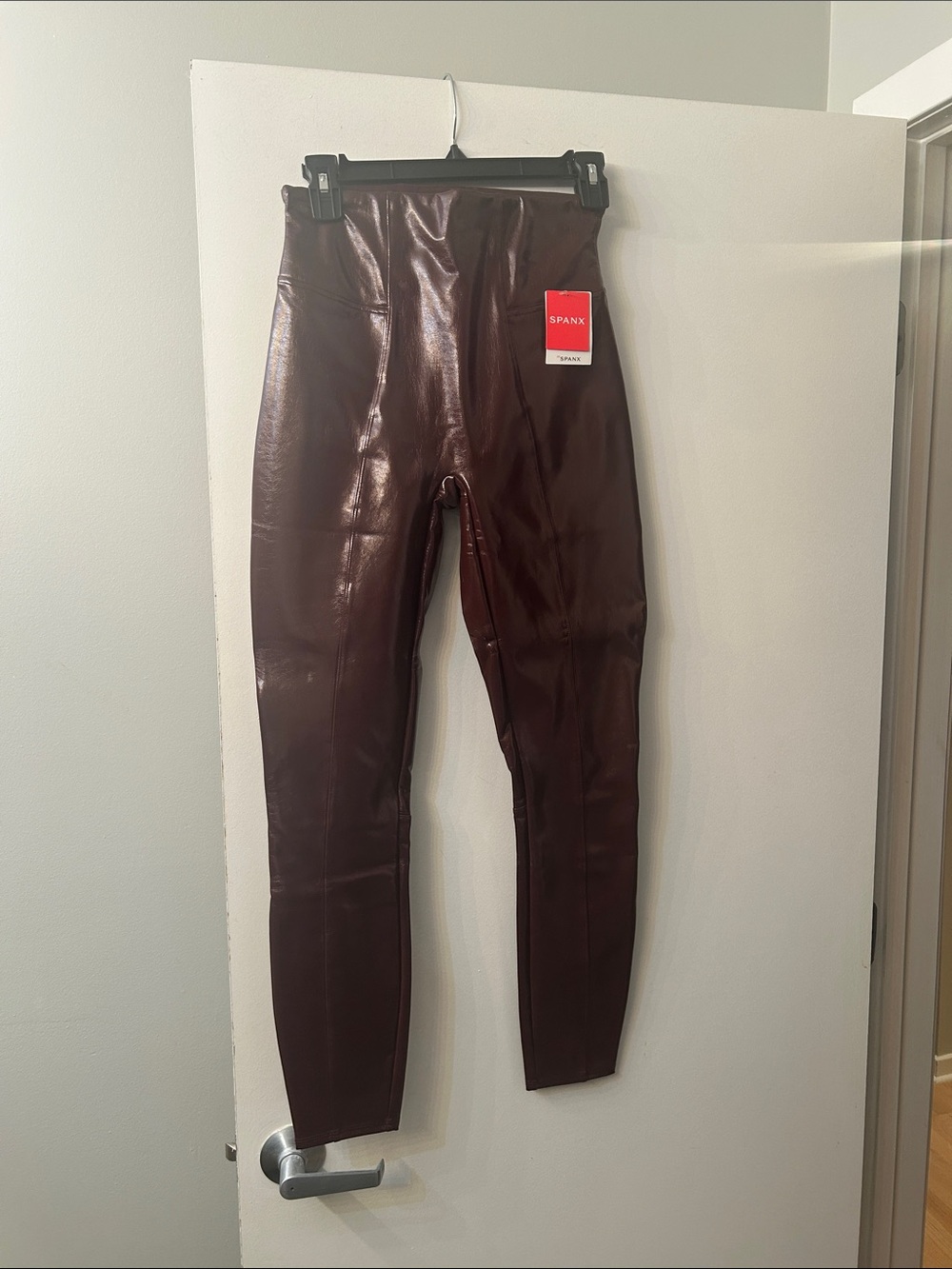 SPANX Faux Leather Leggings - Deep Wine